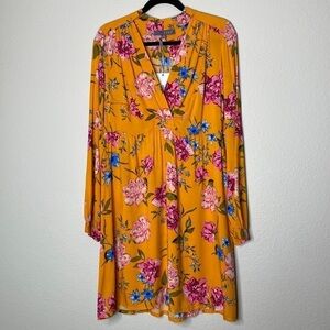 TYSA Designs dress women’s XS extra small orange floral midi long sleeve dress